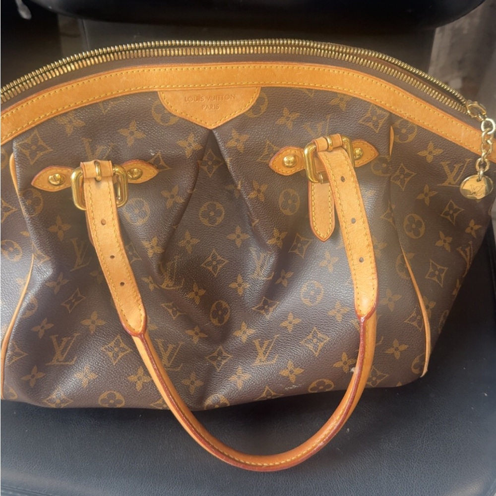Louis Vuitton Monogram Canvas Shoulder Bag in Brown and Tan